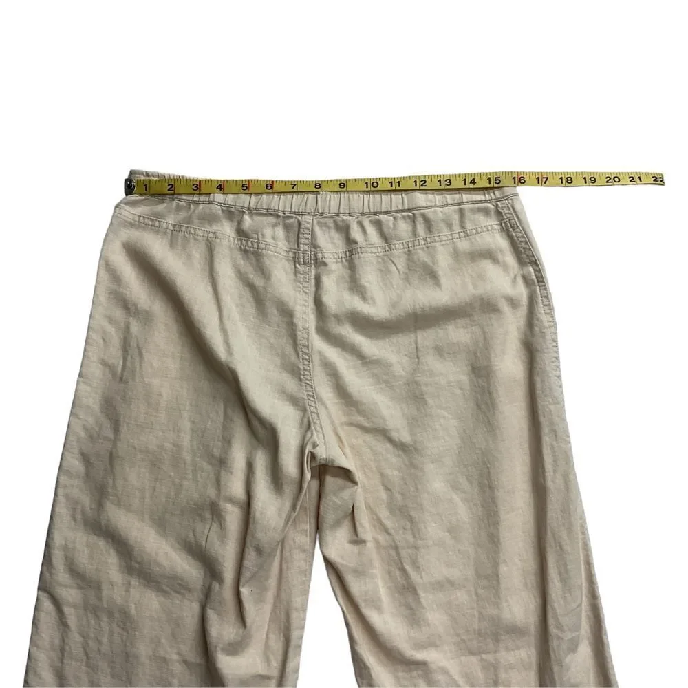 J. Crew Women's Linen Cotton Ankle Pants Size XS Beige Pull On Wide Leg‎
